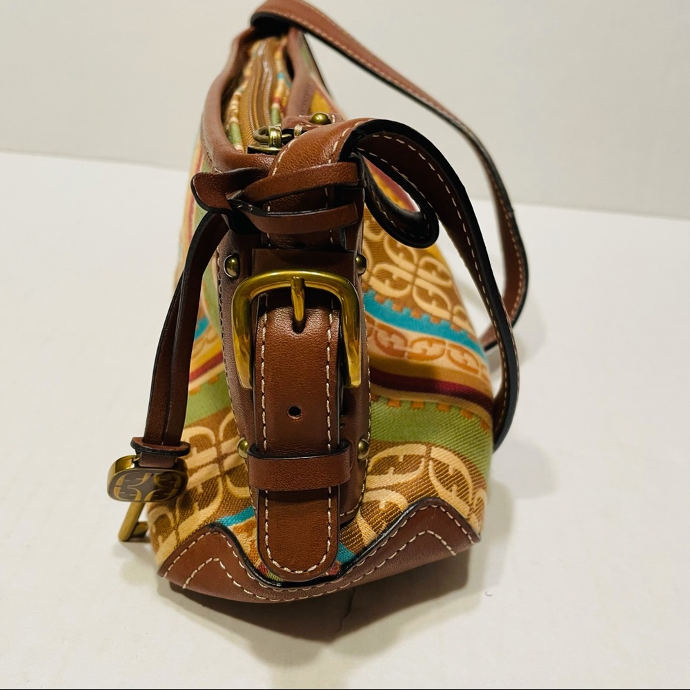 Fossil Canvas Signature Stripe Leather Baguette - image 7